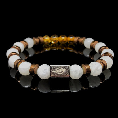 The LUNAR - Moonstone, Amber with Bronze Hematite Men’s Bracelet