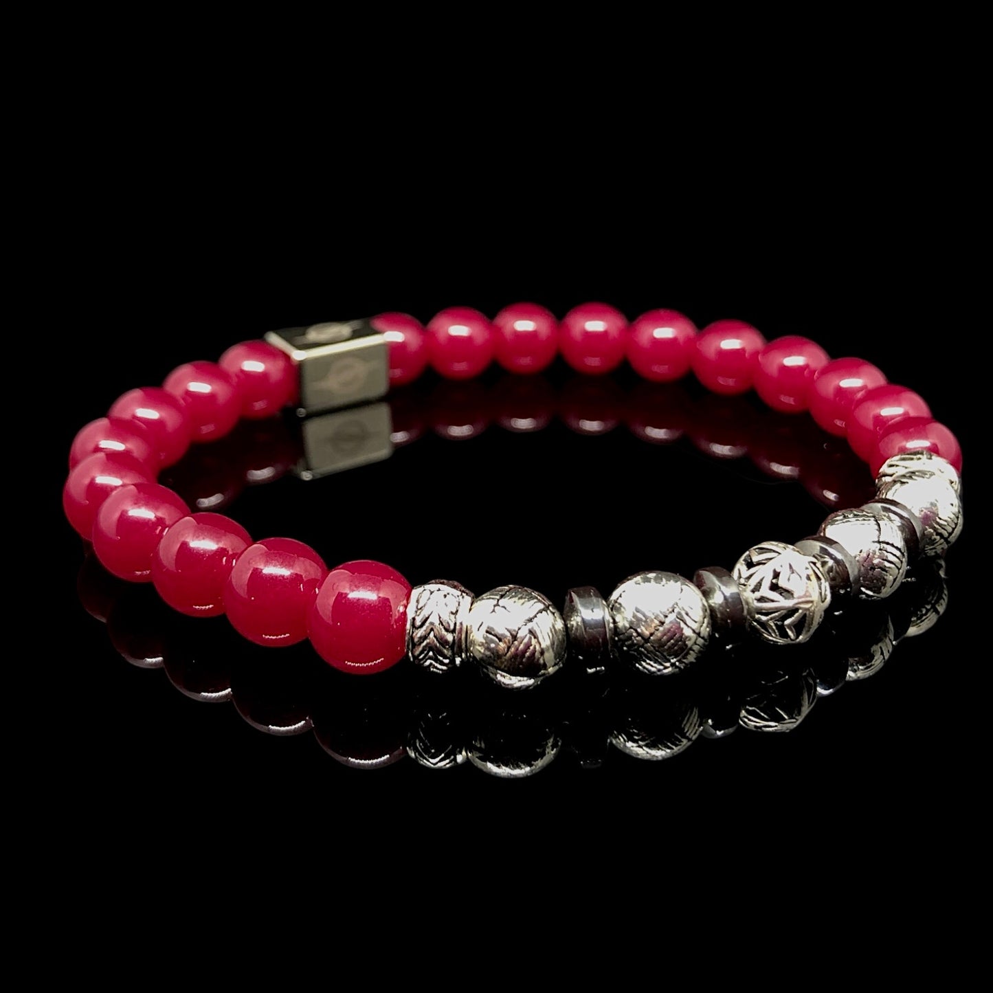 The KING - 5A Ruby with 925 Sterling Silver Men's Bracelet