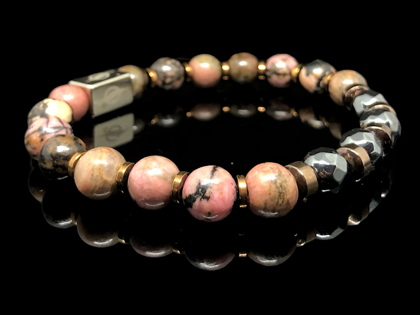 The Astral - Rhodonite and Hematite Men’s Bracelet