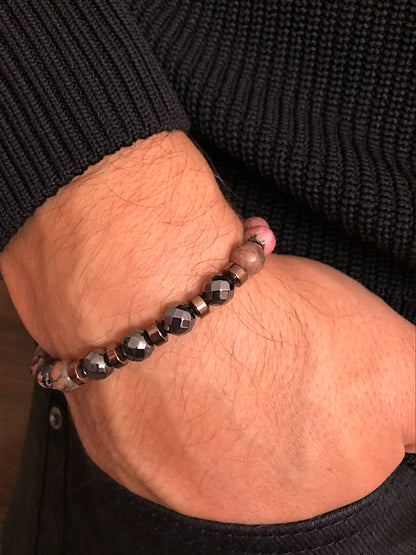 The Astral - Rhodonite and Hematite Men’s Bracelet