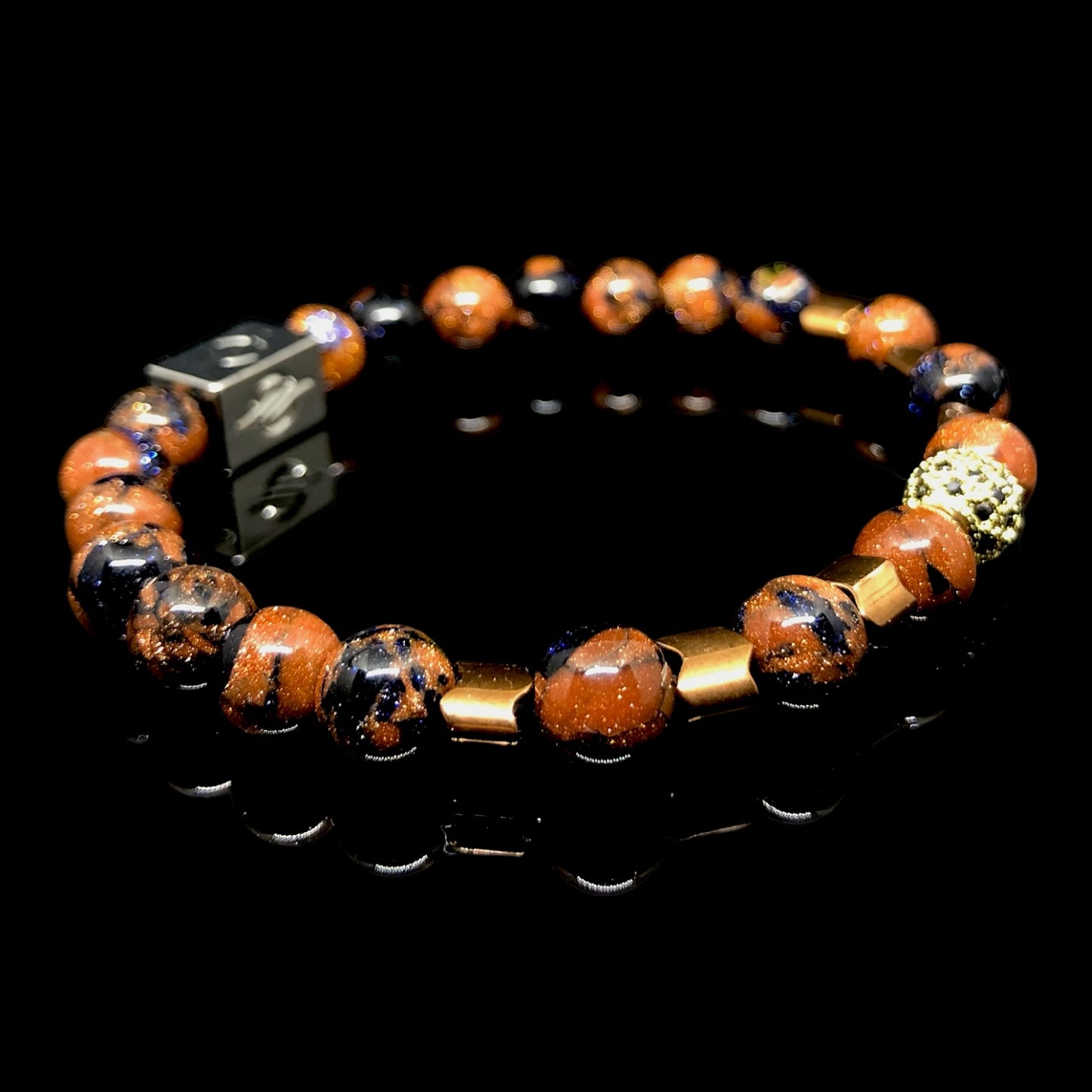 The Morgan - Murano Star Stones with Zircon Black and Gold Premium Bead