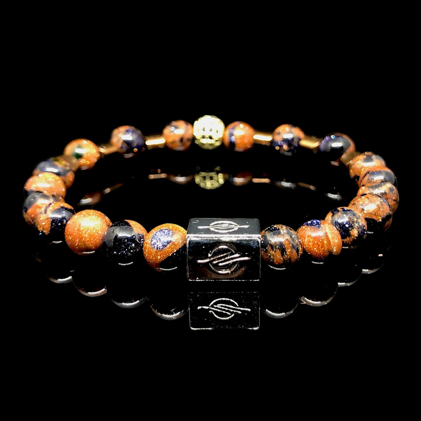 The Morgan - Murano Star Stones with Zircon Black and Gold Premium Bead