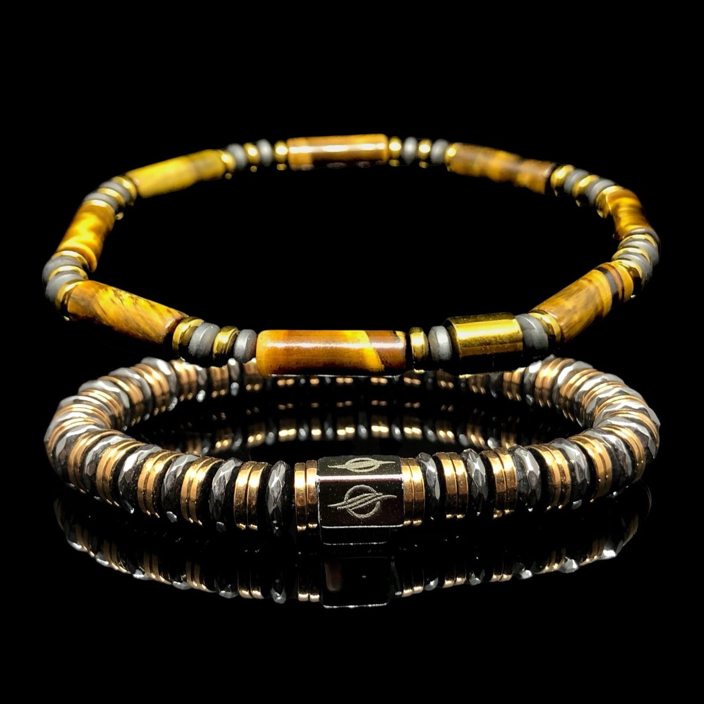 The Imperial - Erkekler için Kaplan Gözü ve Hematit 2'li Set Bileklik