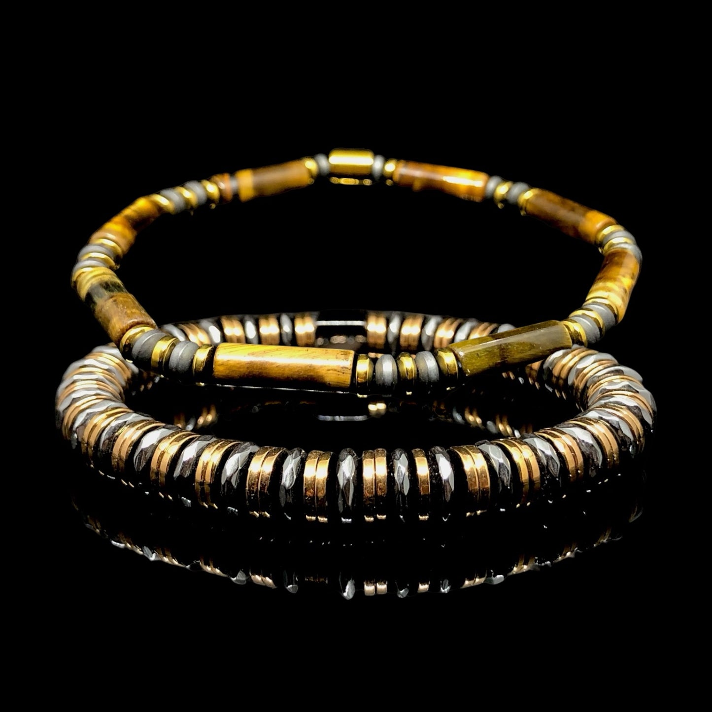 The Imperial - Erkekler için Kaplan Gözü ve Hematit 2'li Set Bileklik