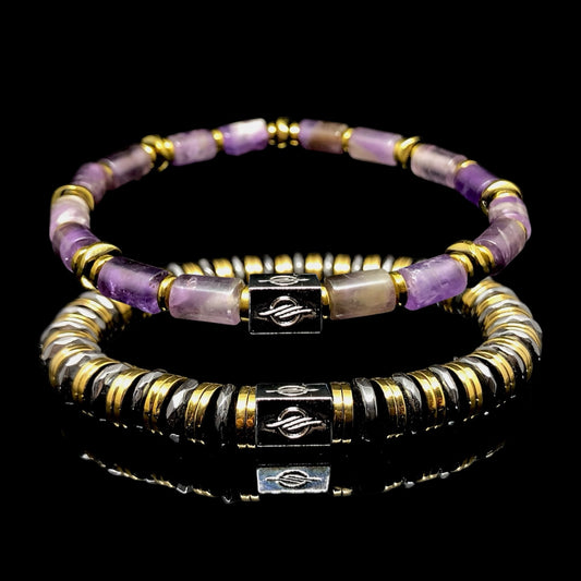 The Alonzo - Erkekler için Ametist ve Hematit Bileklik