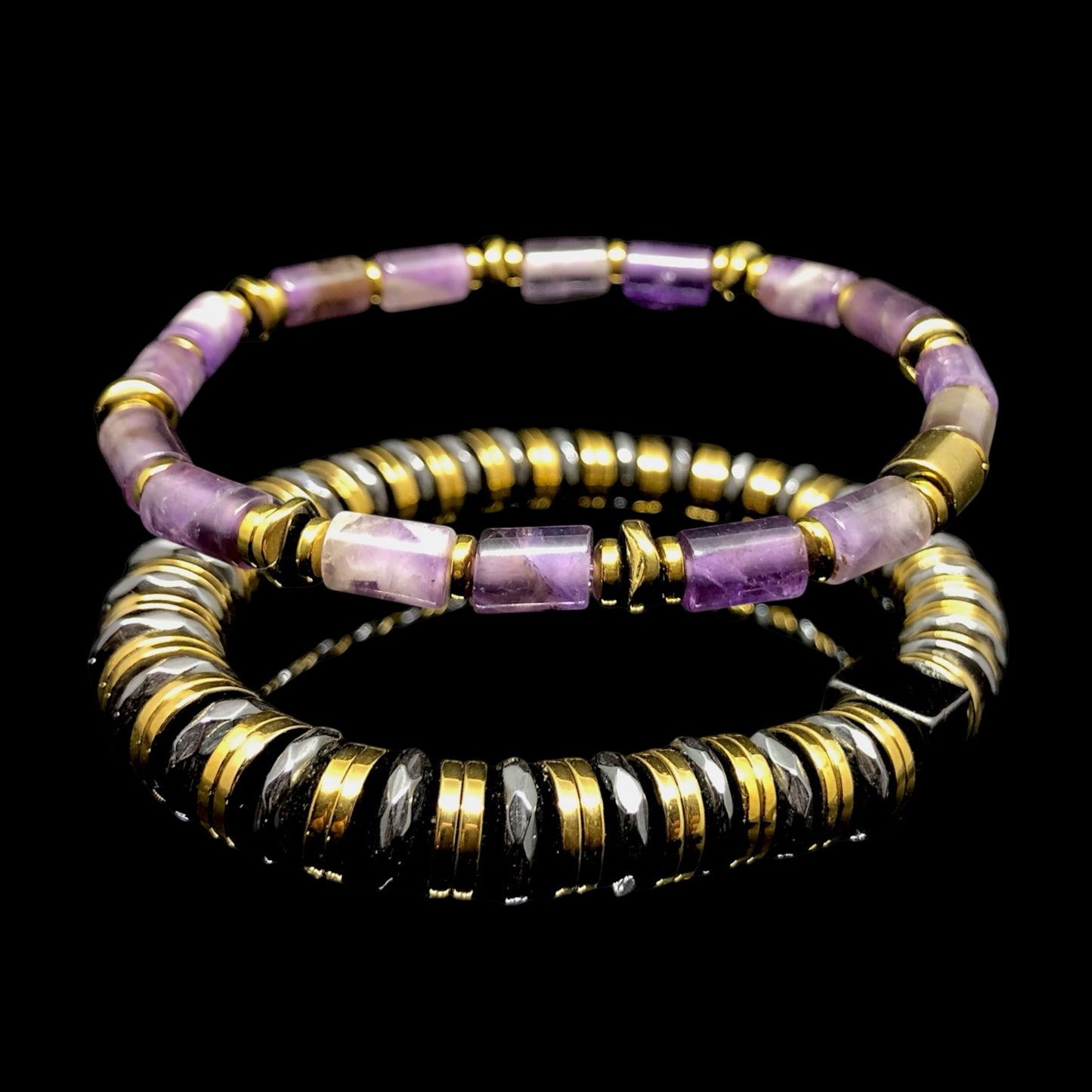 The Alonzo - Erkekler için Ametist ve Hematit Bileklik