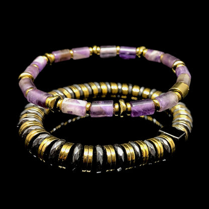 The Alonzo - Erkekler için Ametist ve Hematit Bileklik