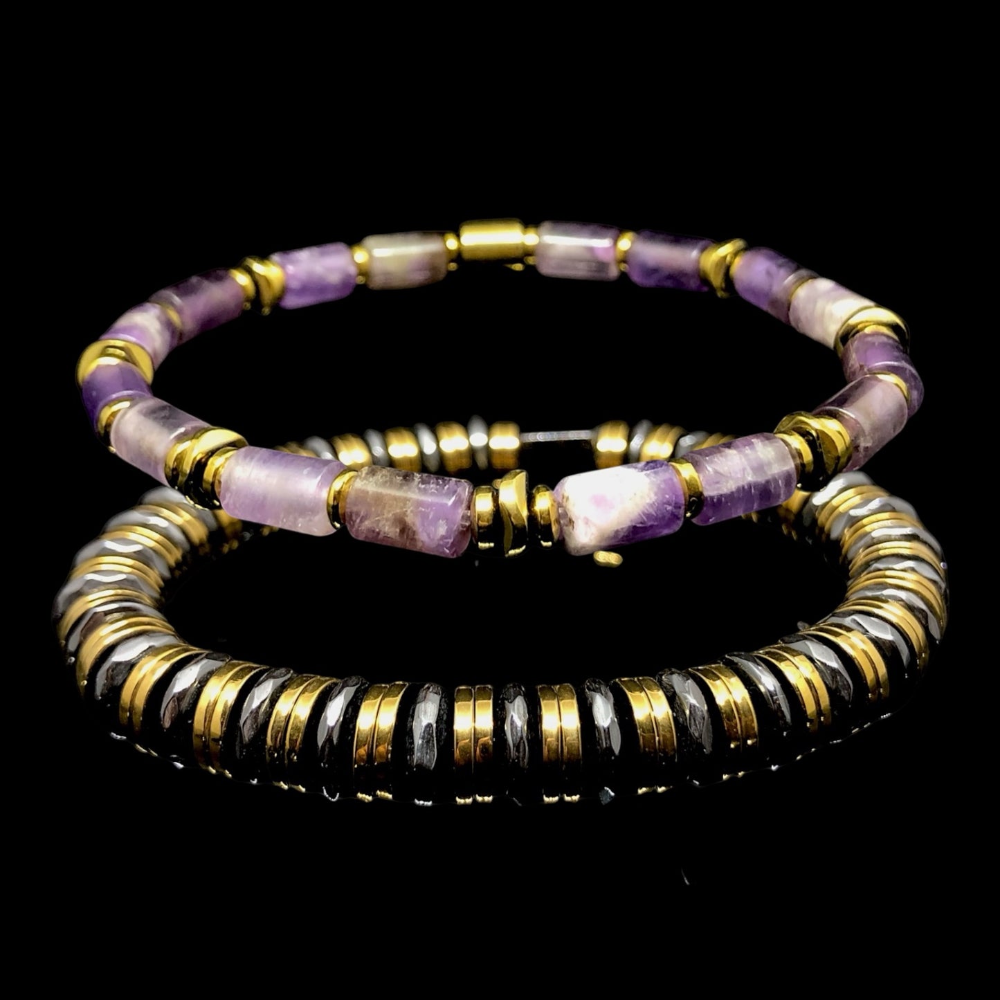 The Alonzo - Erkekler için Ametist ve Hematit Bileklik