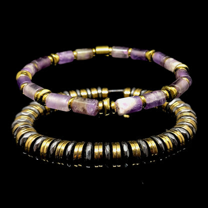 The Alonzo - Erkekler için Ametist ve Hematit Bileklik