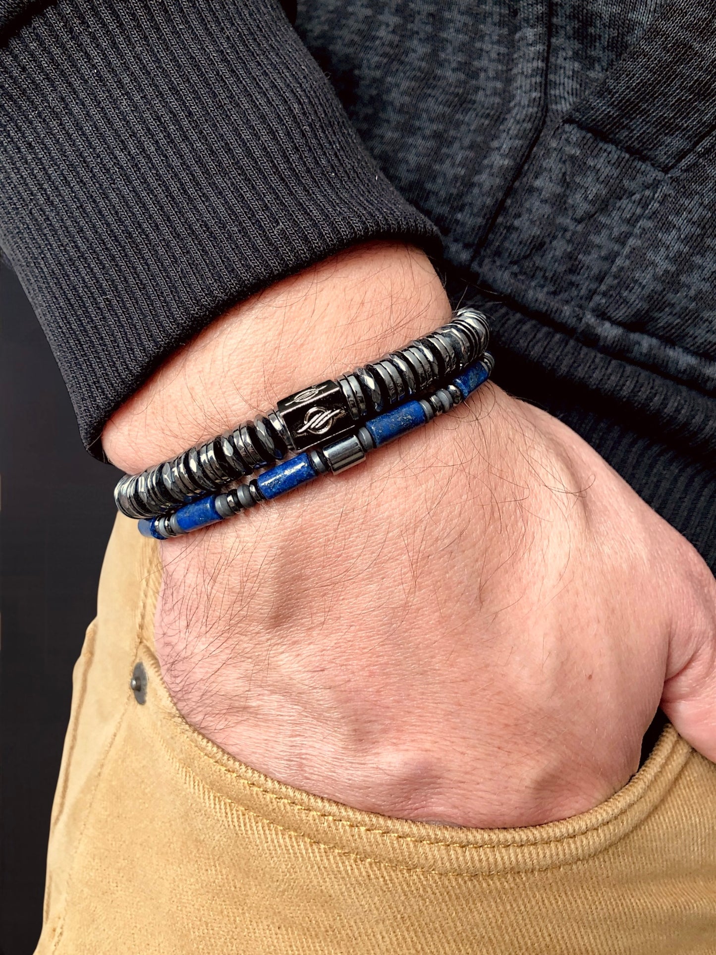 The Dynasty - Erkekler için Lapis Lazuli ve Hematit Bileklik