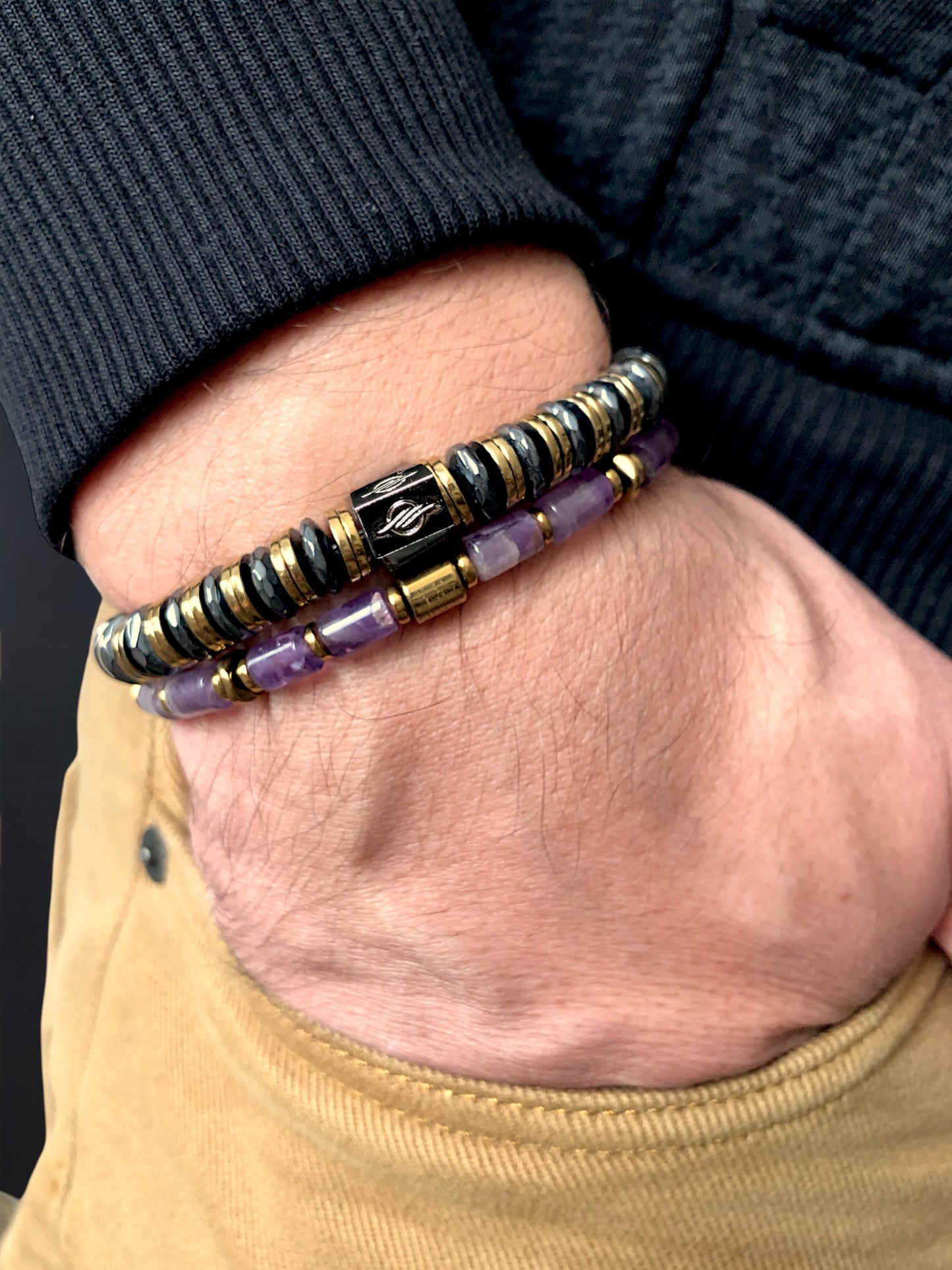 The Alonzo - Erkekler için Ametist ve Hematit Bileklik