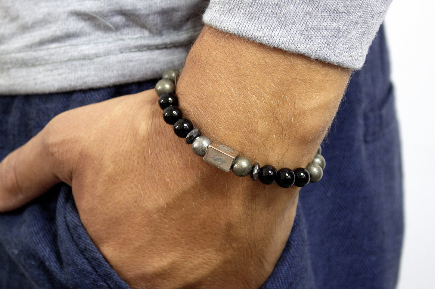 The Prestige - Pyrite and Black Onyx Men’s Bracelet