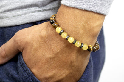 The Gentleman - Tiger Eye and Citrine Men’s Bracelet